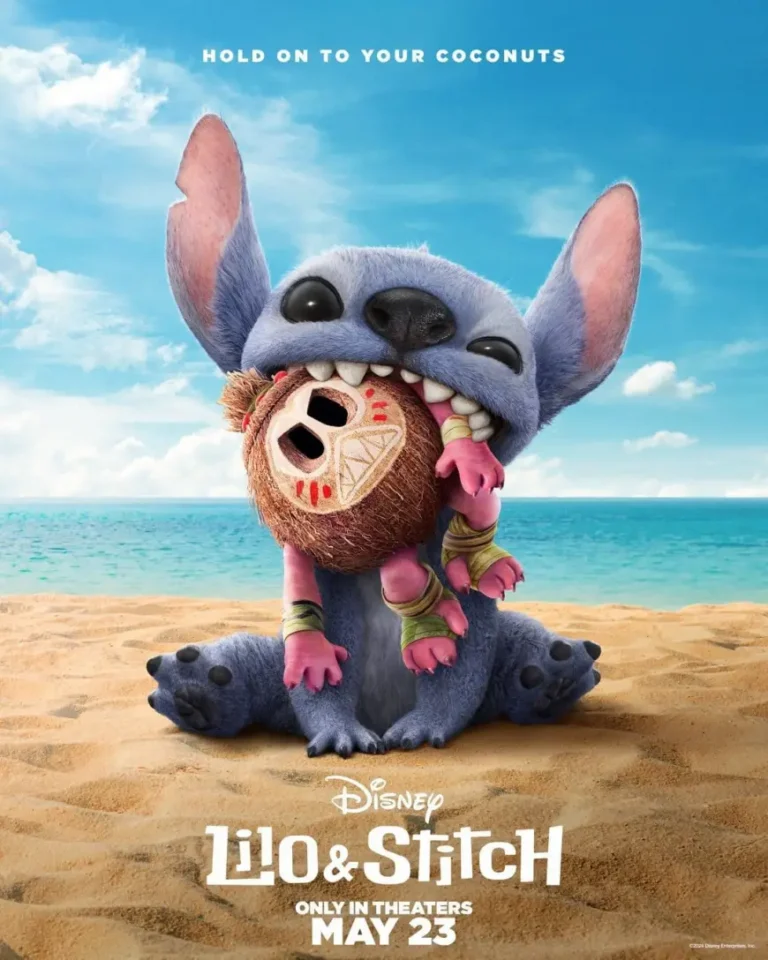 Live-action Lilo & Stitch (2025) featuring Lilo and Stitch in a heartfelt moment set in Hawaii, highlighting Disney’s beloved family adventure.